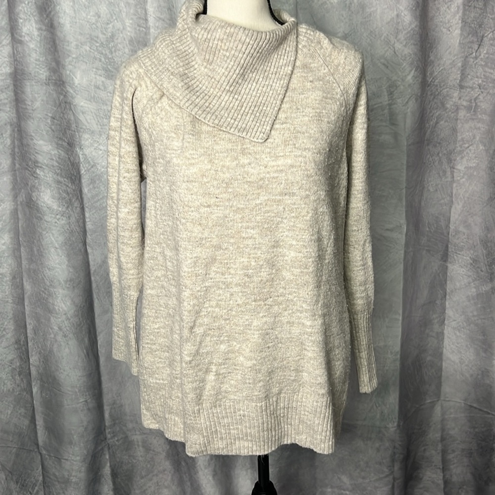Apt. 9 Oatmeal Split Cowl Neck Long Sweater - size Large